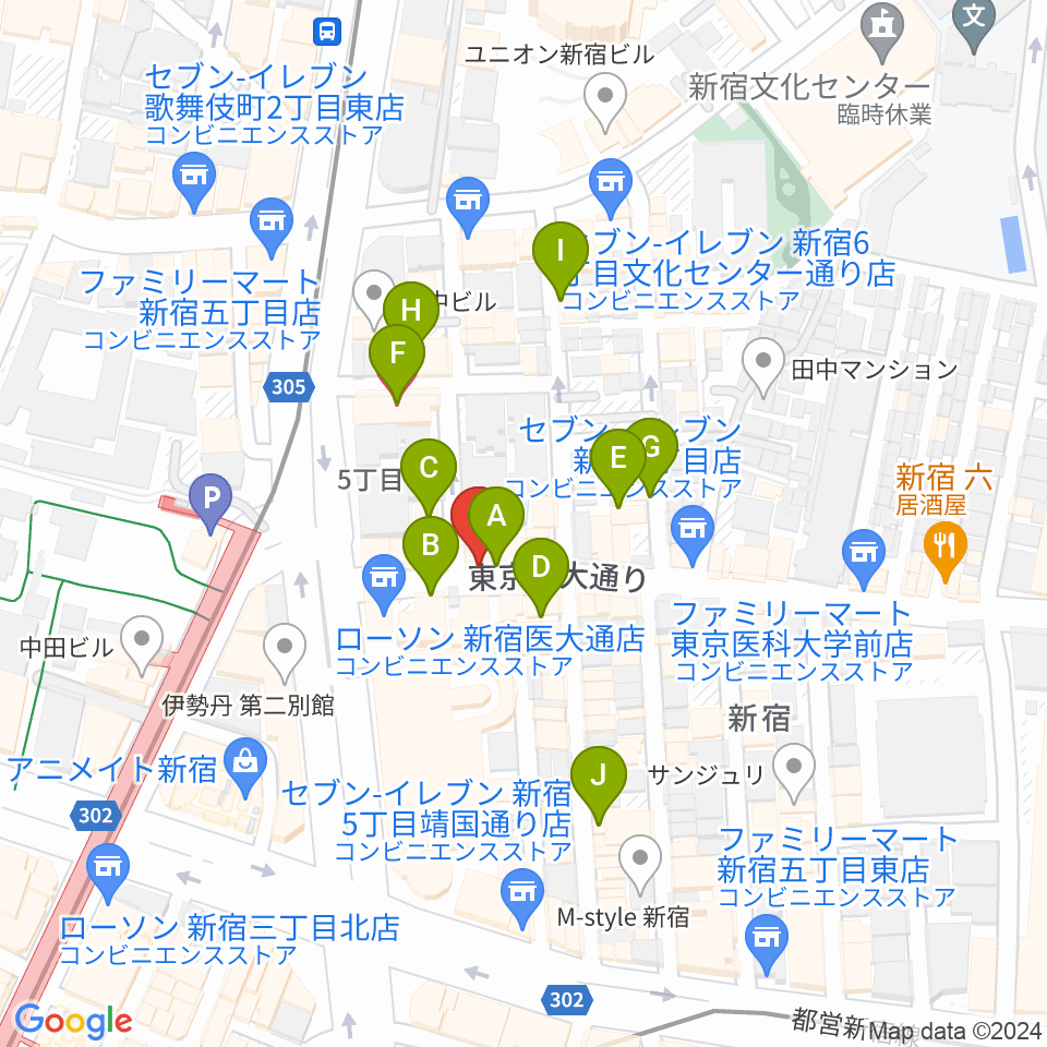 新宿レフカダ周辺のホテル一覧地図