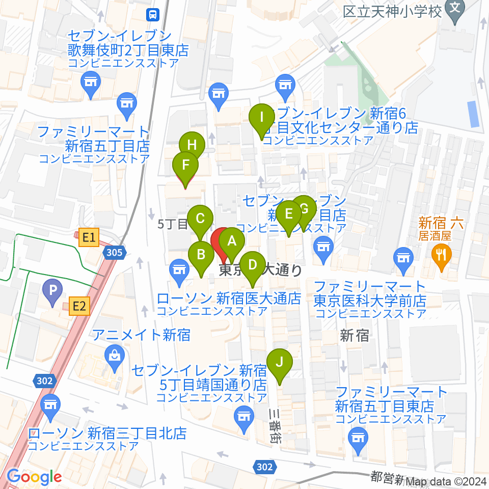 新宿レフカダ周辺のホテル一覧地図