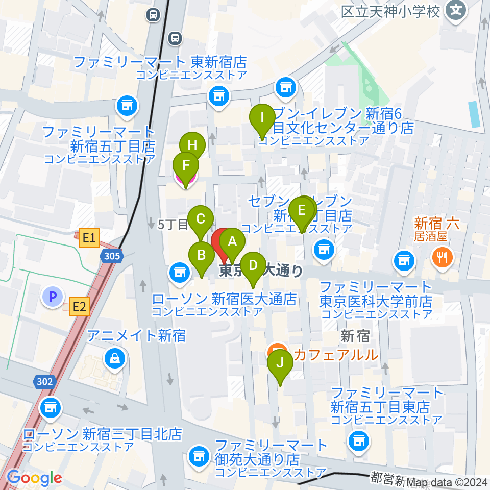 新宿レフカダ周辺のホテル一覧地図