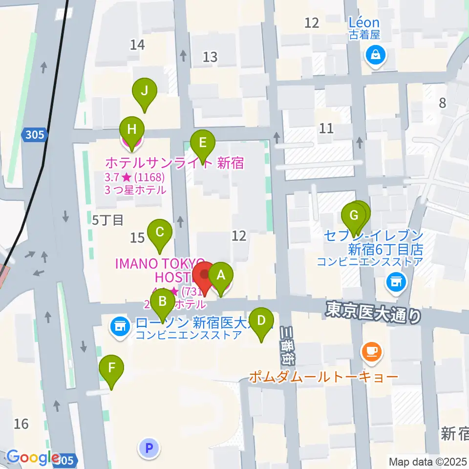 新宿レフカダ周辺のホテル一覧地図