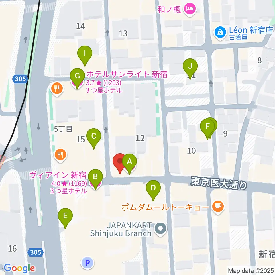 新宿レフカダ周辺のホテル一覧地図
