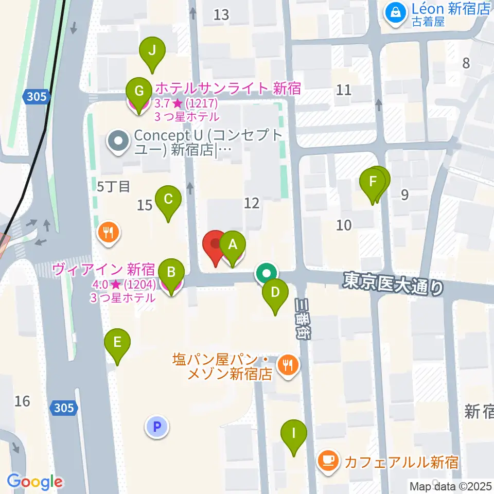 新宿レフカダ周辺のホテル一覧地図