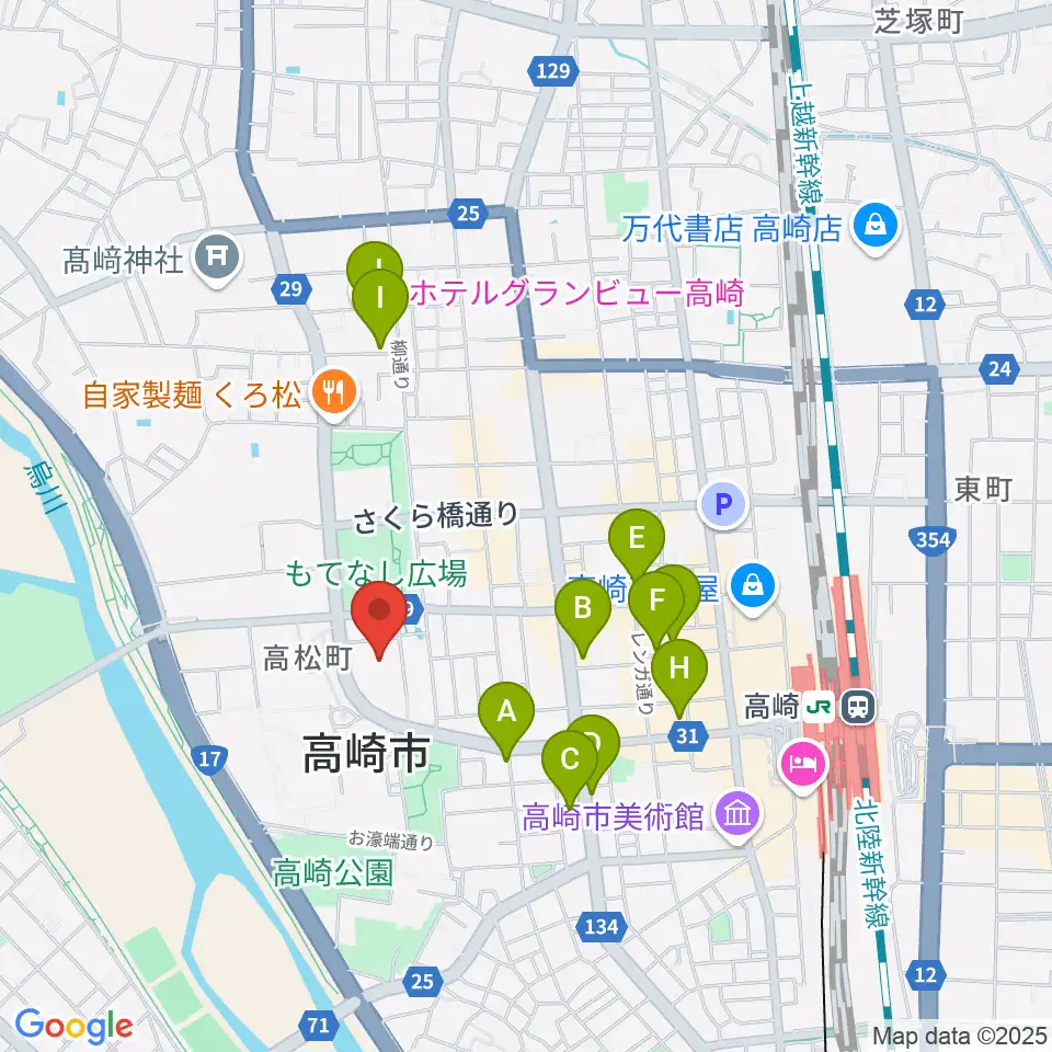 群馬音楽センター周辺のホテル一覧地図