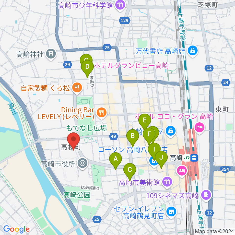 高崎シティギャラリー周辺のホテル一覧地図