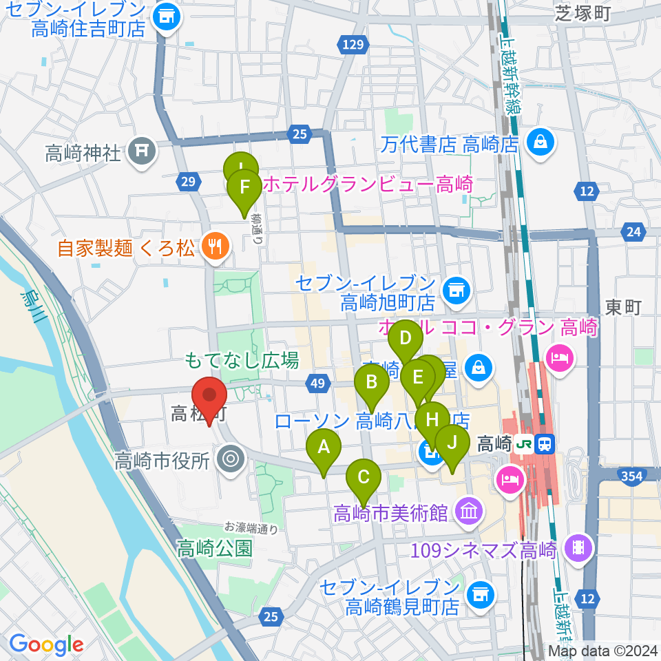 高崎シティギャラリー周辺のホテル一覧地図