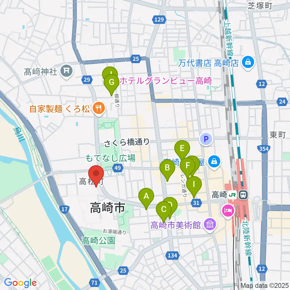 高崎シティギャラリー周辺のホテル一覧地図