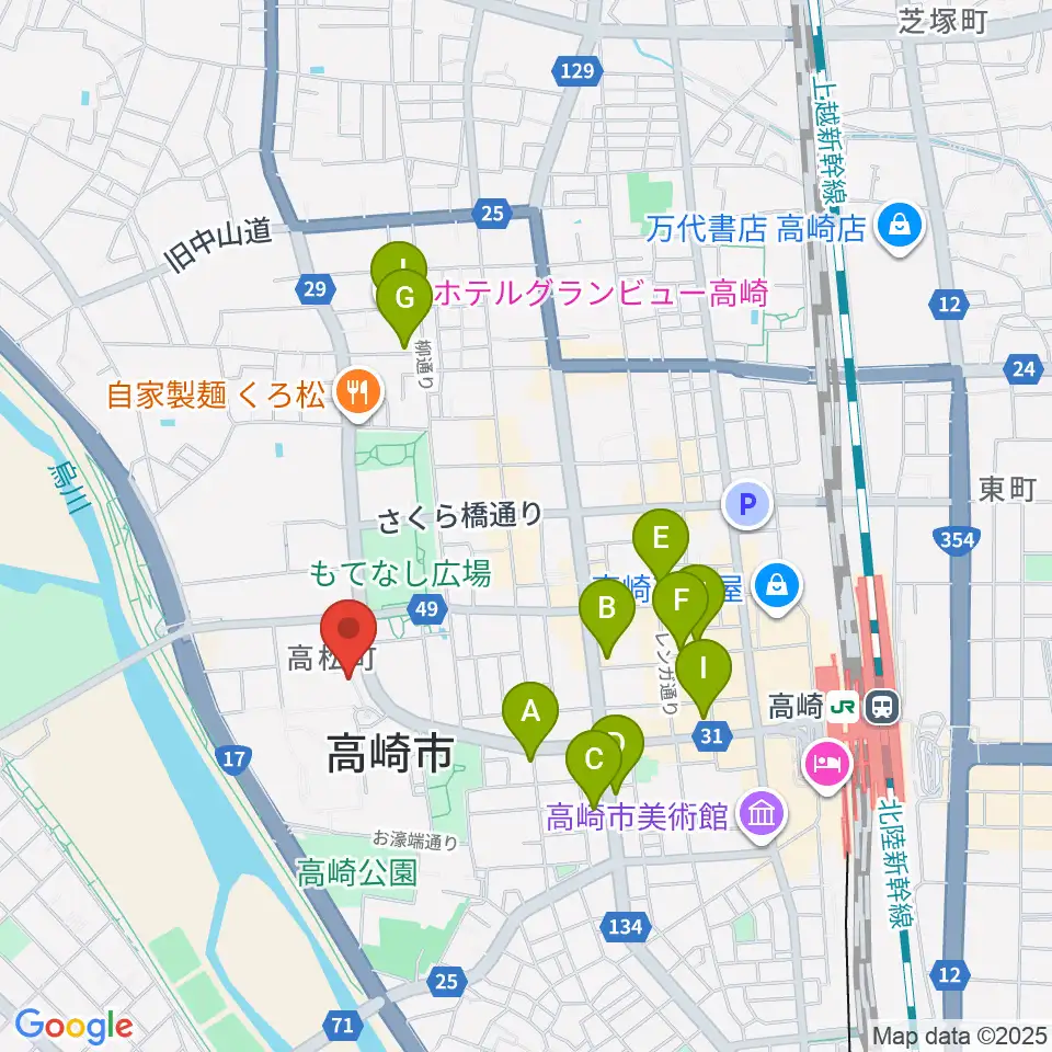 高崎シティギャラリー周辺のホテル一覧地図