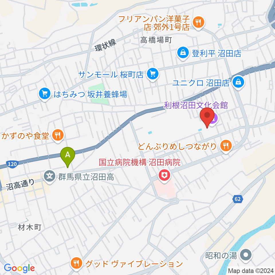 利根沼田文化会館周辺のホテル一覧地図