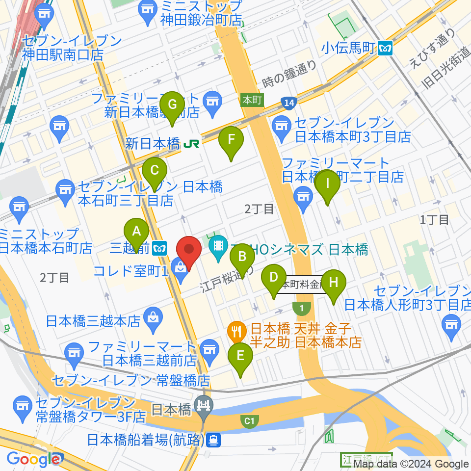 日本橋三井ホール周辺のホテル一覧地図