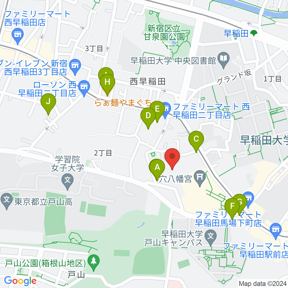 早稲田奉仕園スコットホール周辺のホテル一覧地図