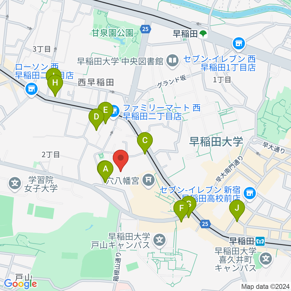 早稲田奉仕園スコットホール周辺のホテル一覧地図