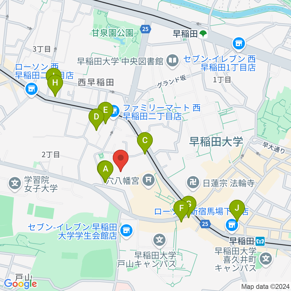 早稲田奉仕園スコットホール周辺のホテル一覧地図