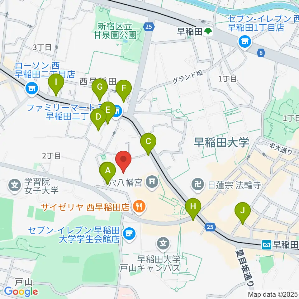 早稲田奉仕園スコットホール周辺のホテル一覧地図