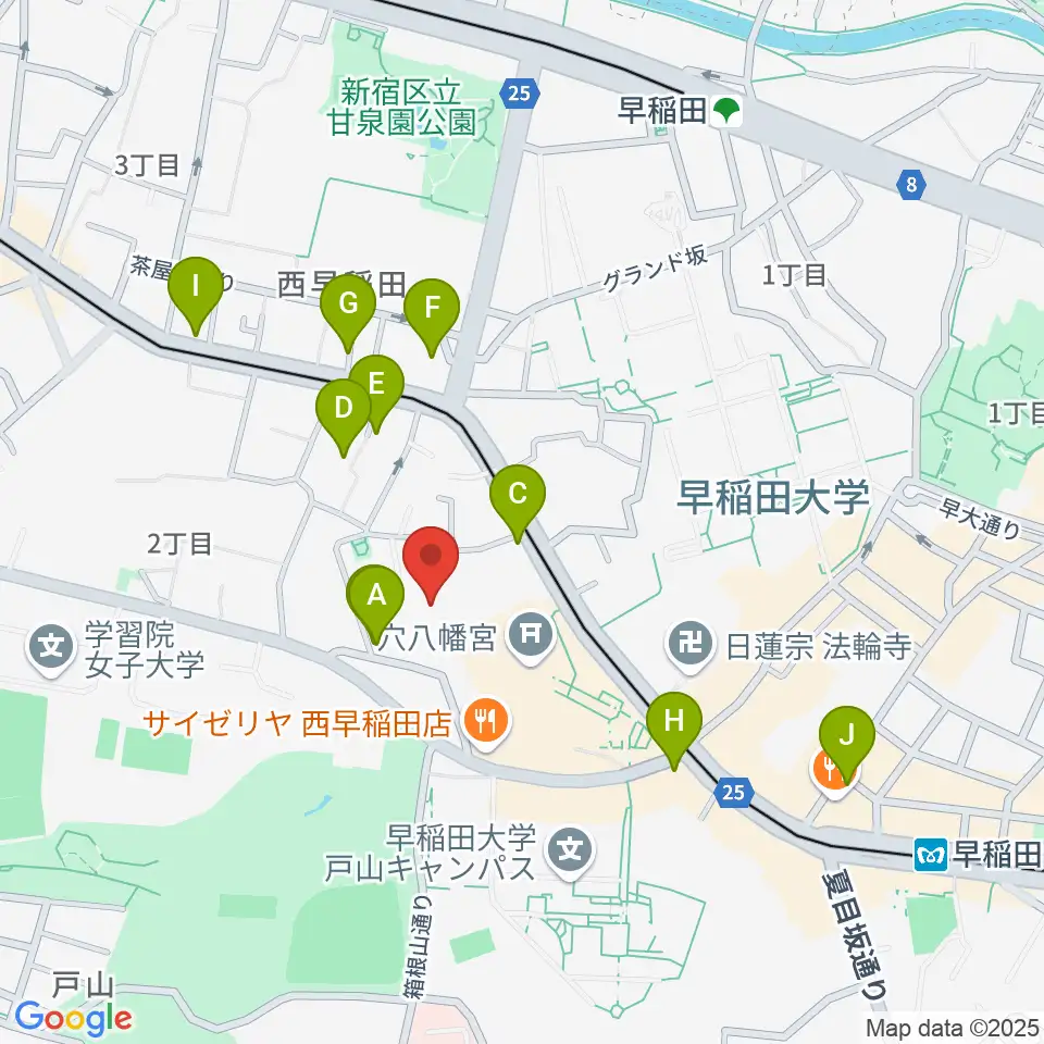 早稲田奉仕園スコットホール周辺のホテル一覧地図