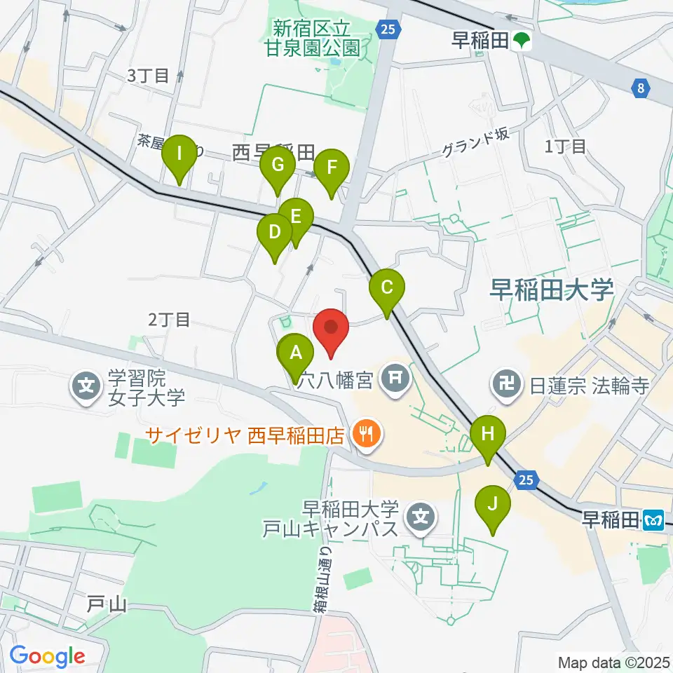 早稲田奉仕園スコットホール周辺のホテル一覧地図