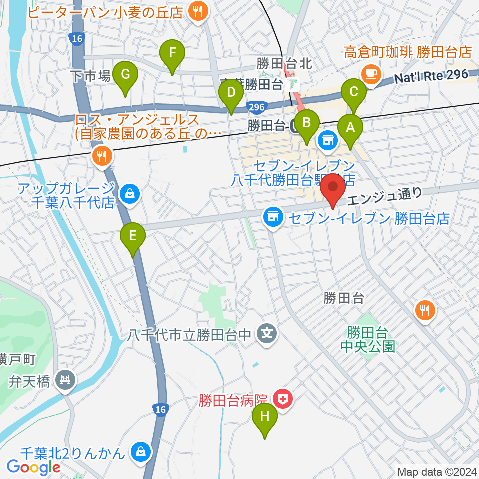 勝田台文化センター周辺のホテル一覧地図