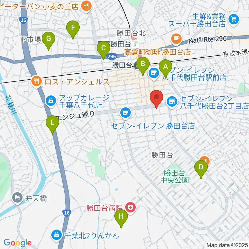 勝田台文化センター周辺のホテル一覧地図