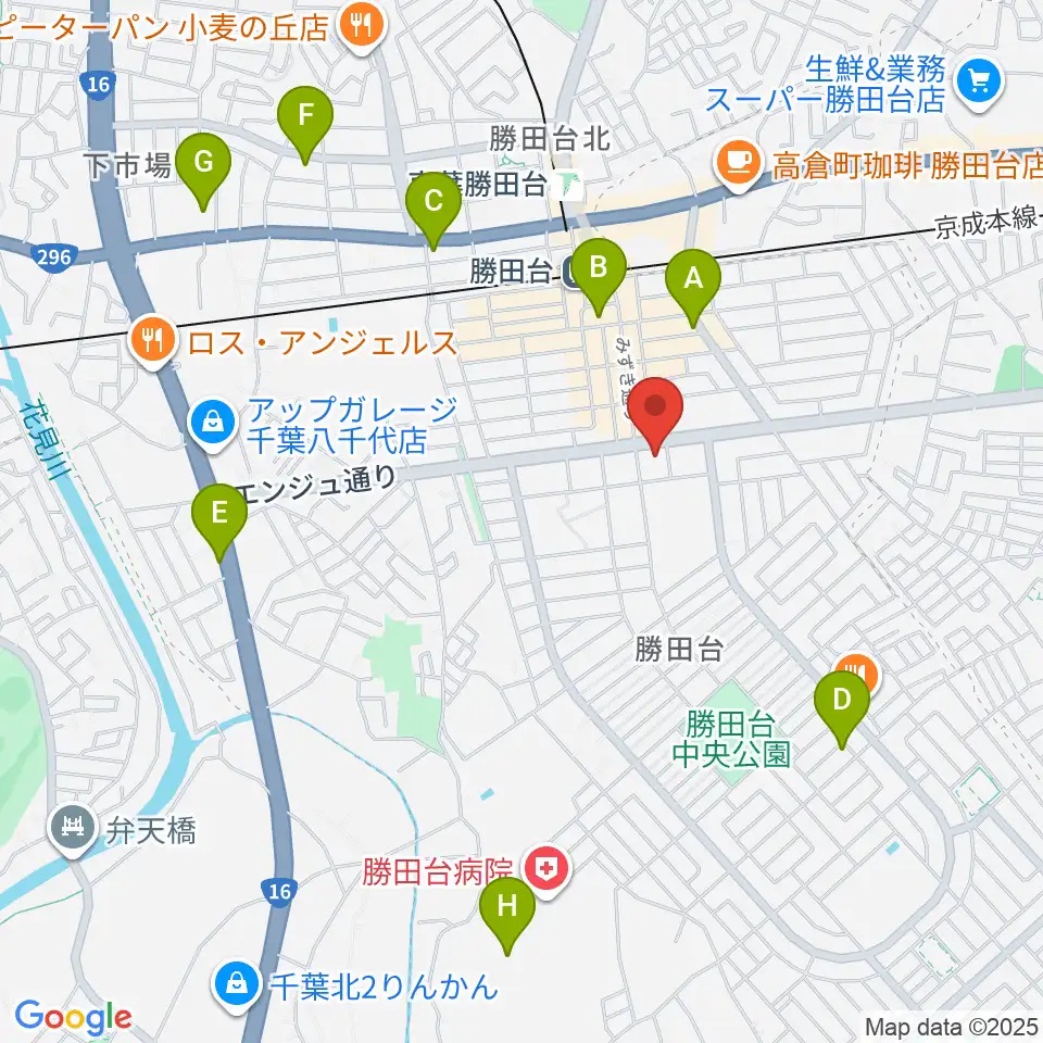 勝田台文化センター周辺のホテル一覧地図