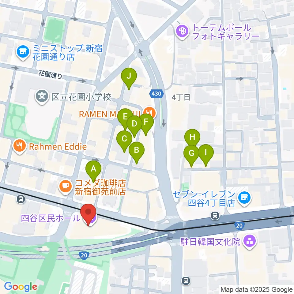 四谷地域センター周辺のホテル一覧地図