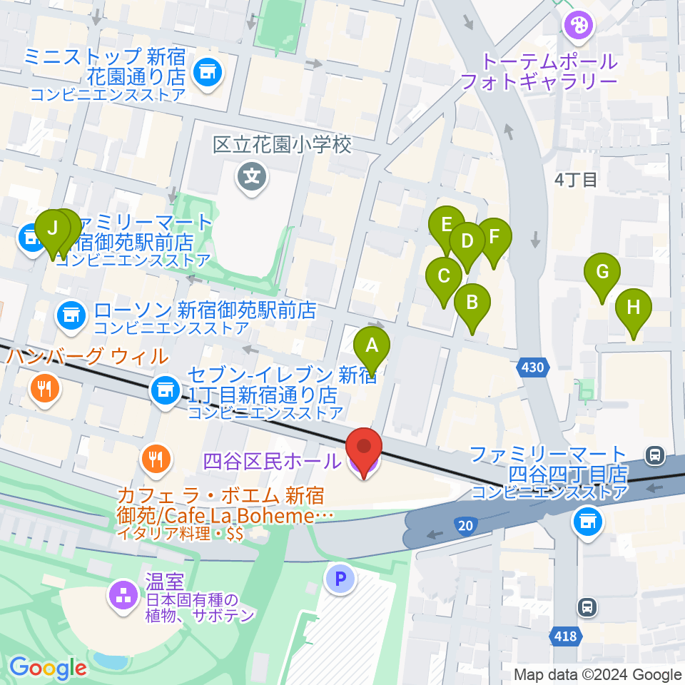 四谷区民ホール周辺のホテル一覧地図