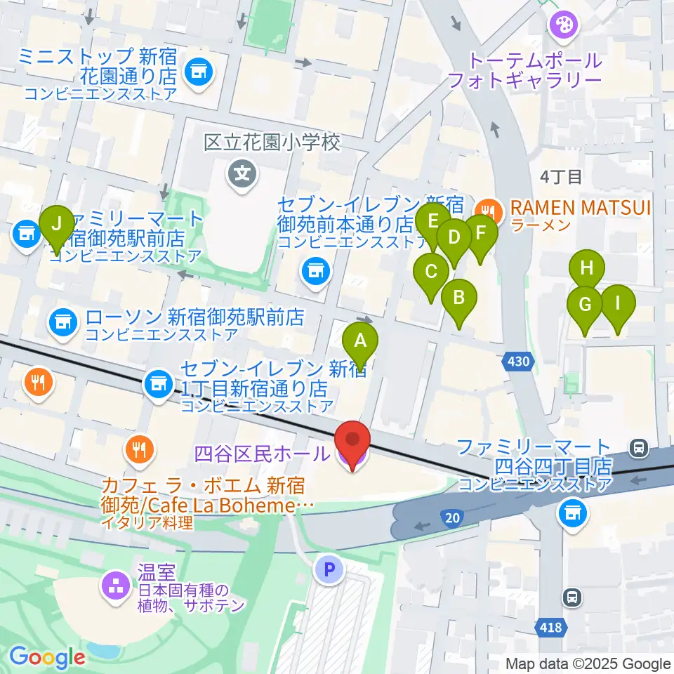 四谷区民ホール周辺のホテル一覧地図