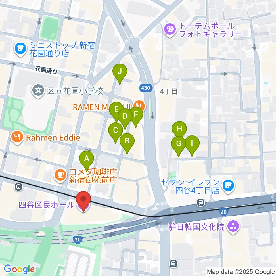 四谷区民ホール周辺のホテル一覧地図