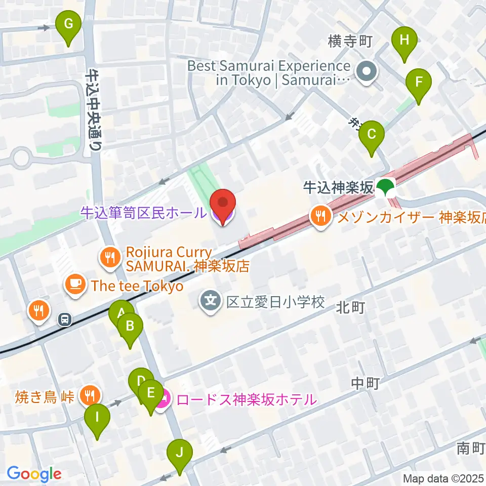 牛込箪笥区民ホール周辺のホテル一覧地図