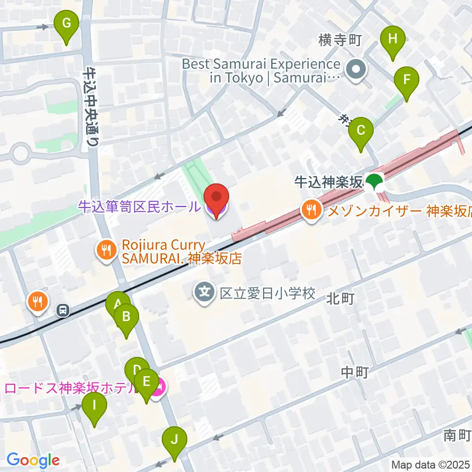 牛込箪笥区民ホール周辺のホテル一覧地図