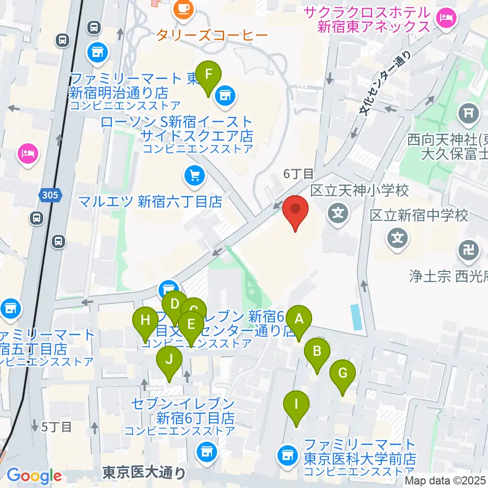 新宿文化センター周辺のホテル一覧地図
