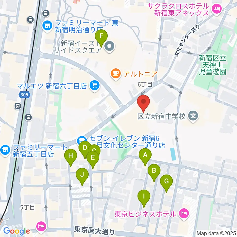 新宿文化センター周辺のホテル一覧地図
