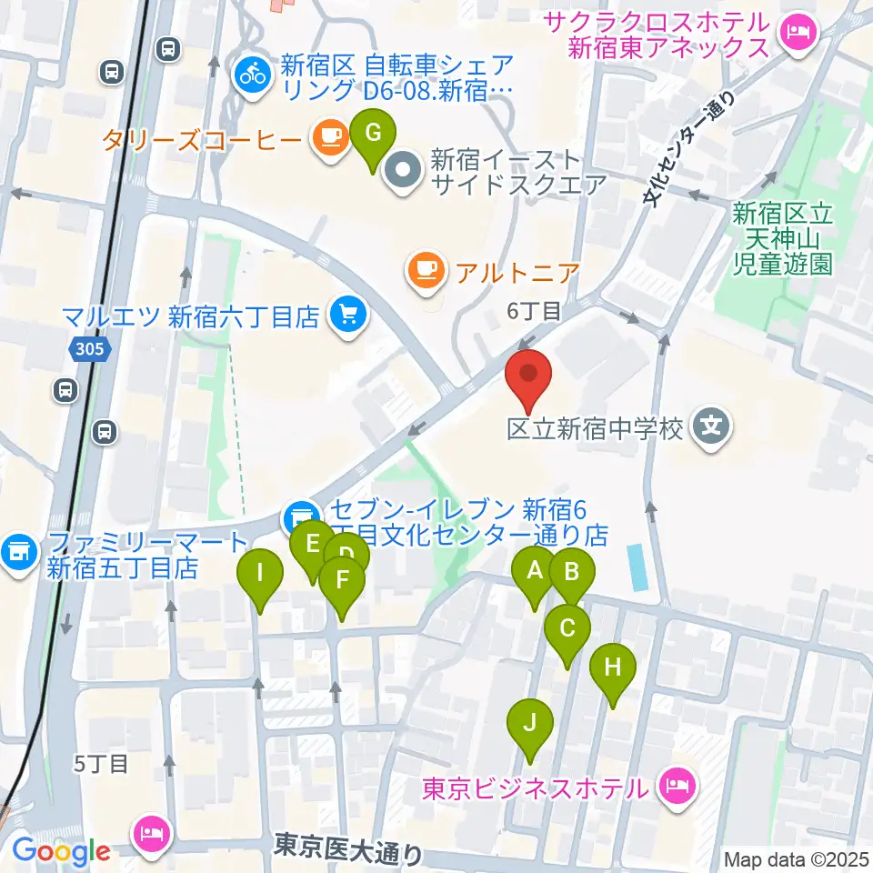 新宿文化センター周辺のホテル一覧地図