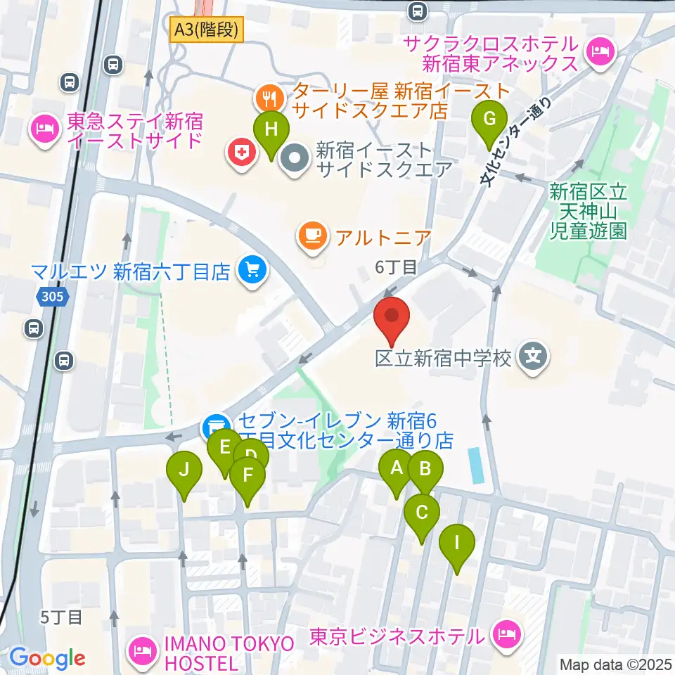 新宿文化センター周辺のホテル一覧地図