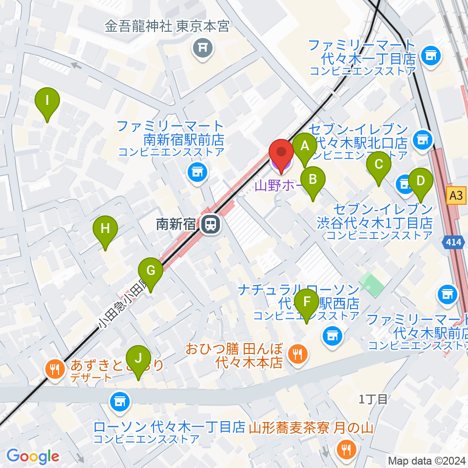 山野ホール周辺のホテル一覧地図