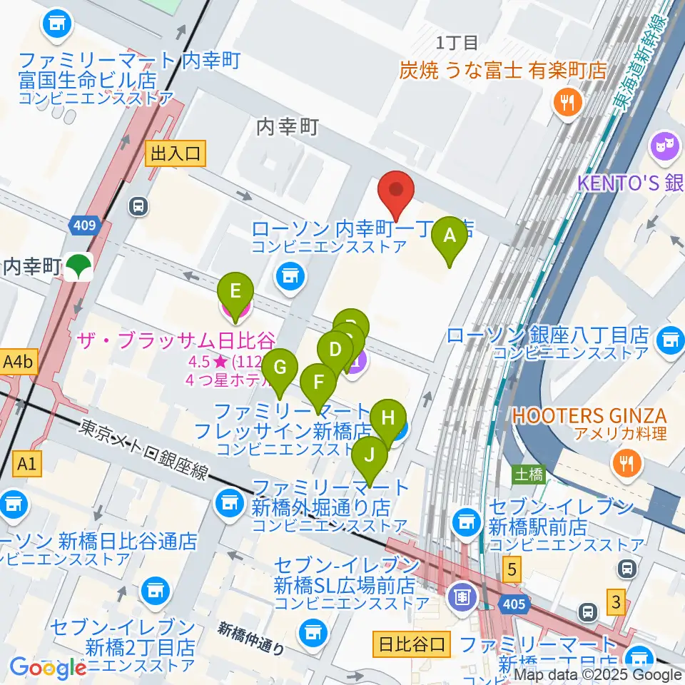 千代田区立内幸町ホール周辺のホテル一覧地図