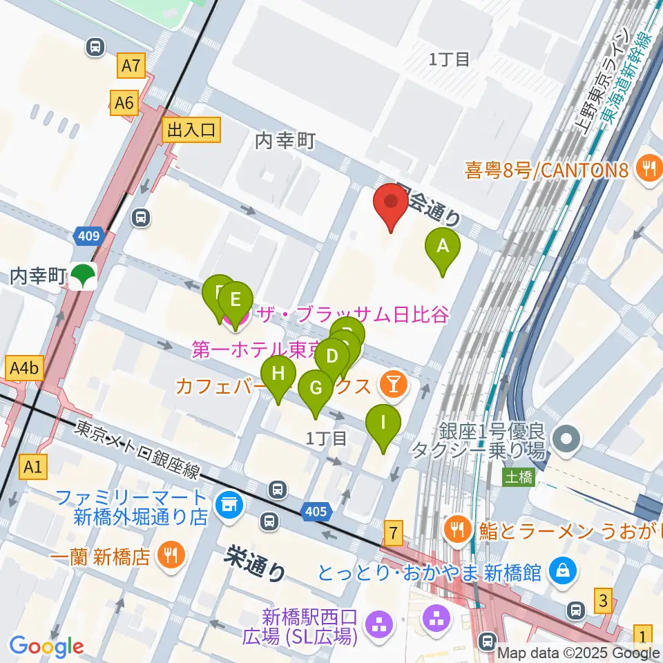 千代田区立内幸町ホール周辺のホテル一覧地図
