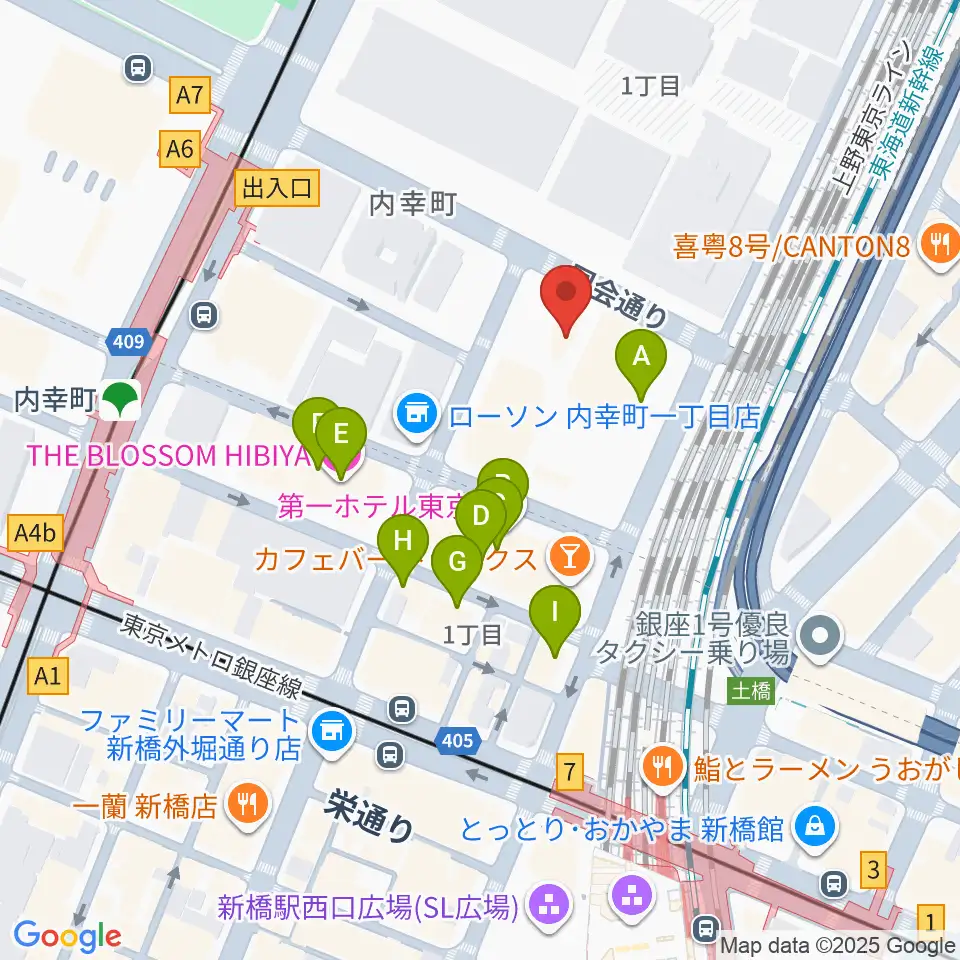 千代田区立内幸町ホール周辺のホテル一覧地図