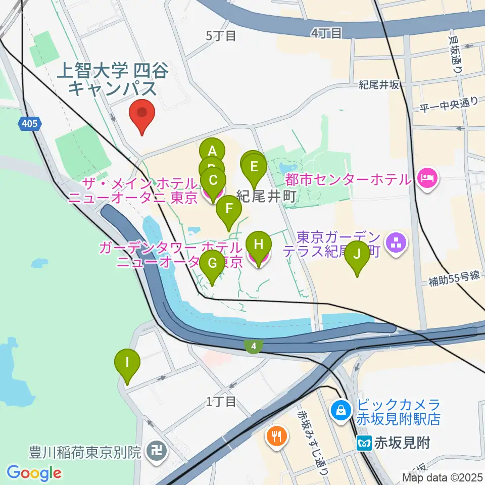 紀尾井ホール周辺のホテル一覧地図
