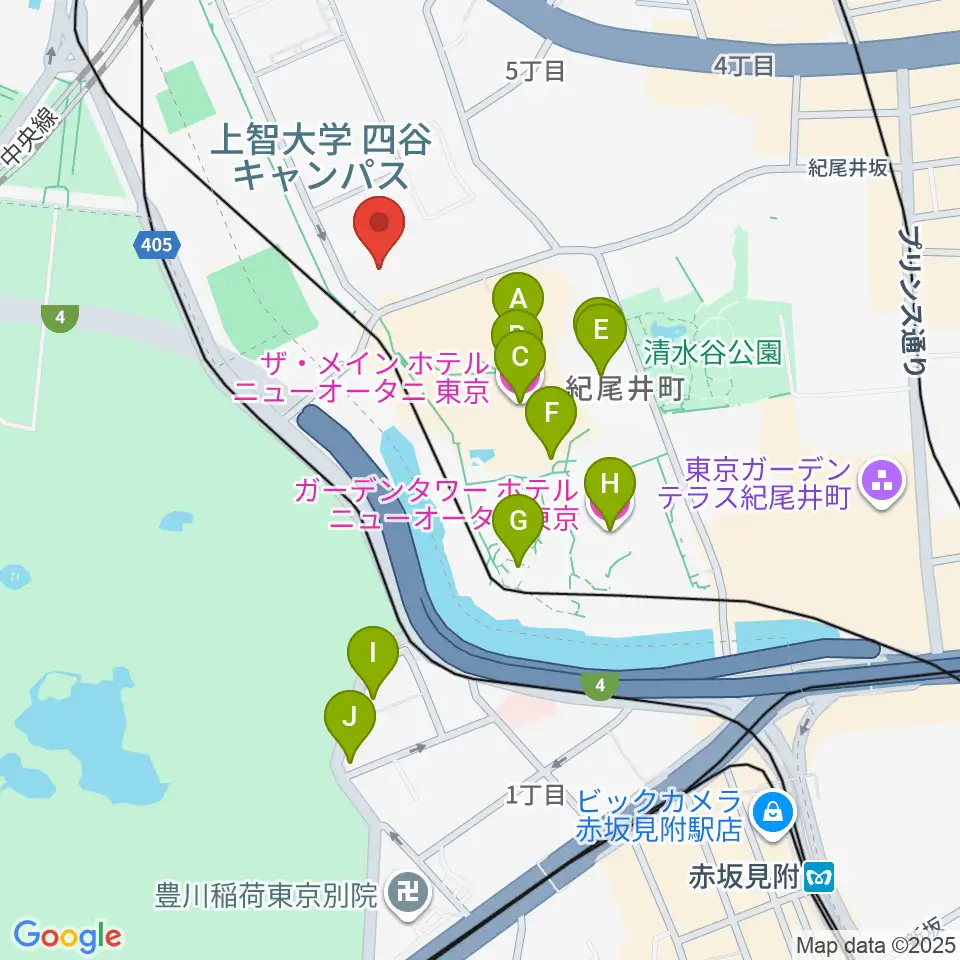 紀尾井ホール周辺のホテル一覧地図