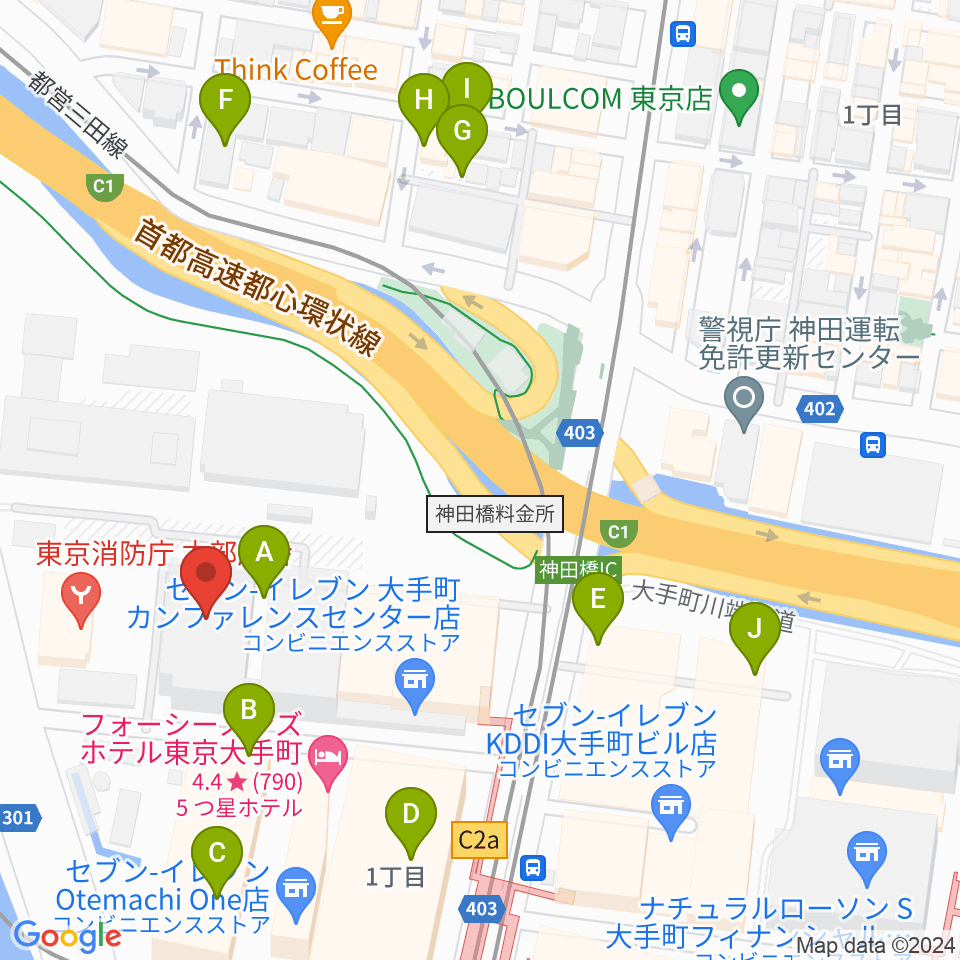 日経ホール周辺の駐車場・コインパーキング一覧地図