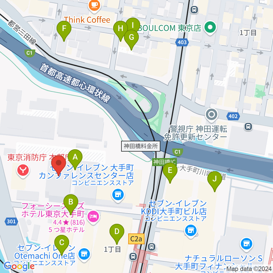 日経ホール周辺の駐車場・コインパーキング一覧地図