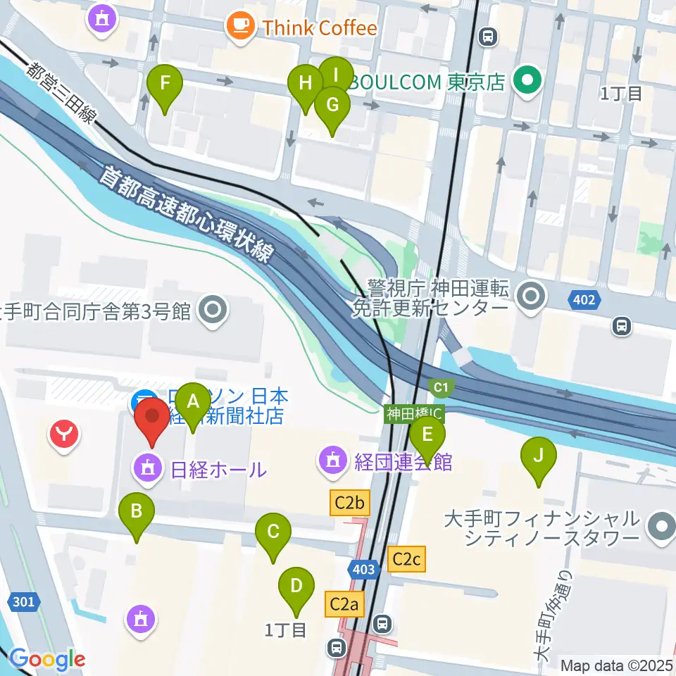 日経ホール周辺の駐車場・コインパーキング一覧地図