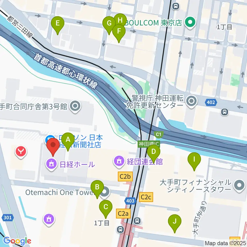 日経ホール周辺の駐車場・コインパーキング一覧地図