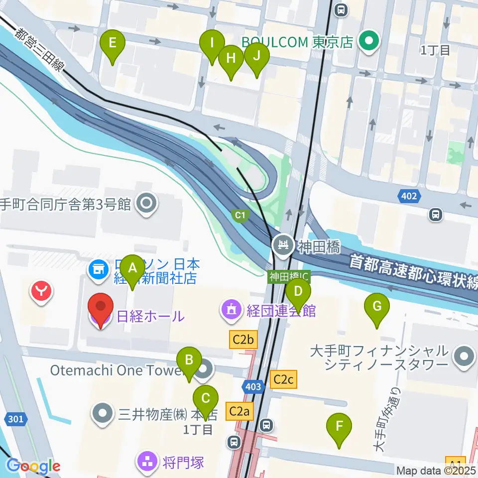 日経ホール周辺の駐車場・コインパーキング一覧地図