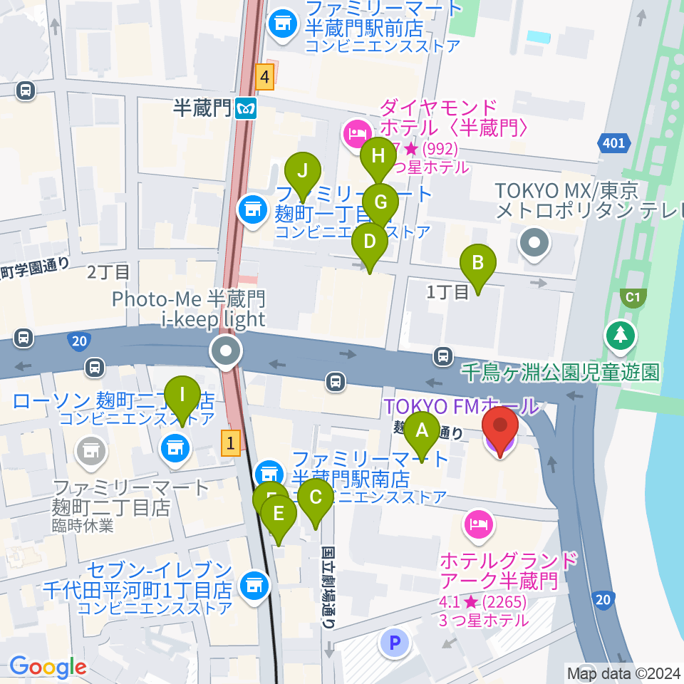 TOKYO FM HALL周辺の駐車場・コインパーキング一覧地図