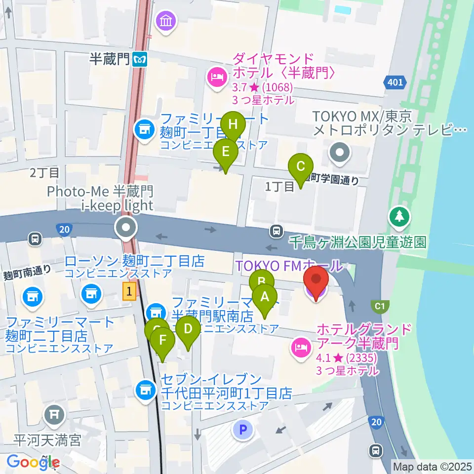 TOKYO FM HALL周辺の駐車場・コインパーキング一覧地図