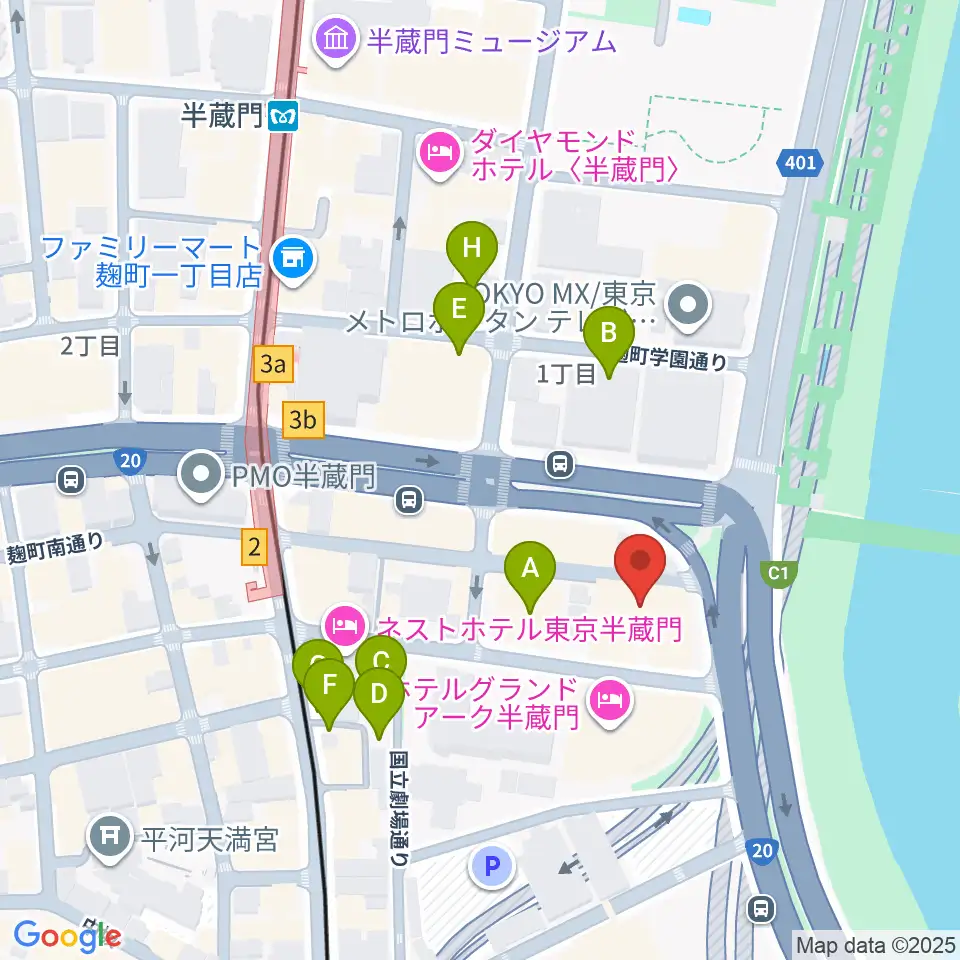 TOKYO FM HALL周辺の駐車場・コインパーキング一覧地図