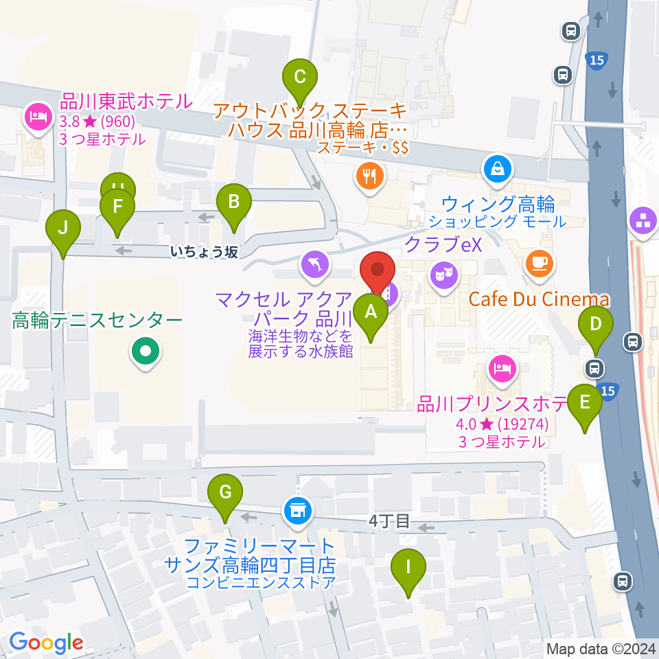 品川ステラボール周辺の駐車場・コインパーキング一覧地図