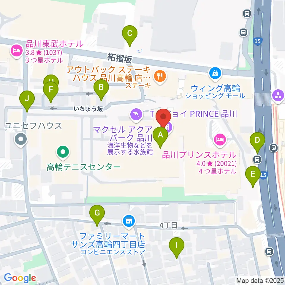 品川ステラボール周辺の駐車場・コインパーキング一覧地図