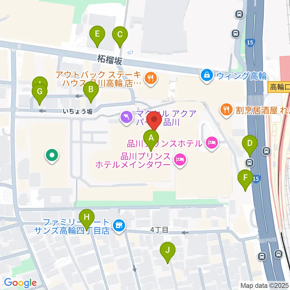 品川ステラボール周辺の駐車場・コインパーキング一覧地図