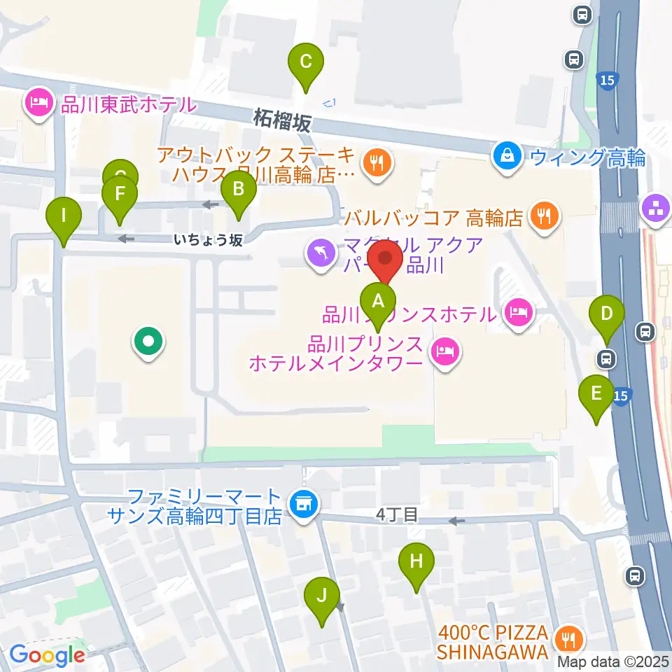 品川ステラボール周辺の駐車場・コインパーキング一覧地図